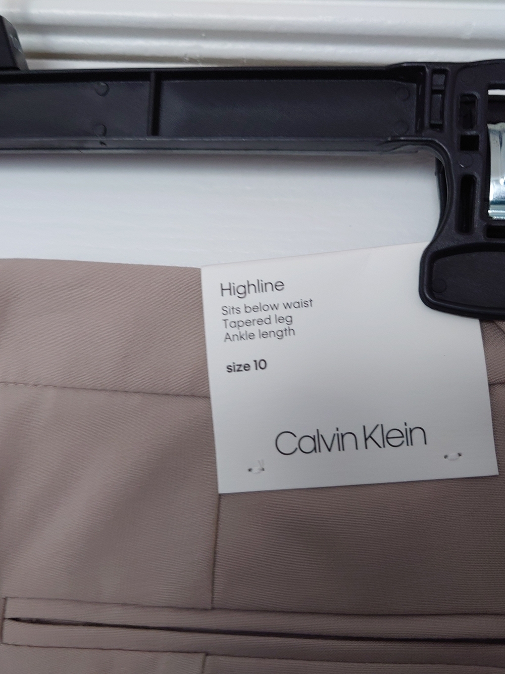 Calvin Klein Beige Tapered-Leg Dress Trousers Size 10 - Picture 4 of 4